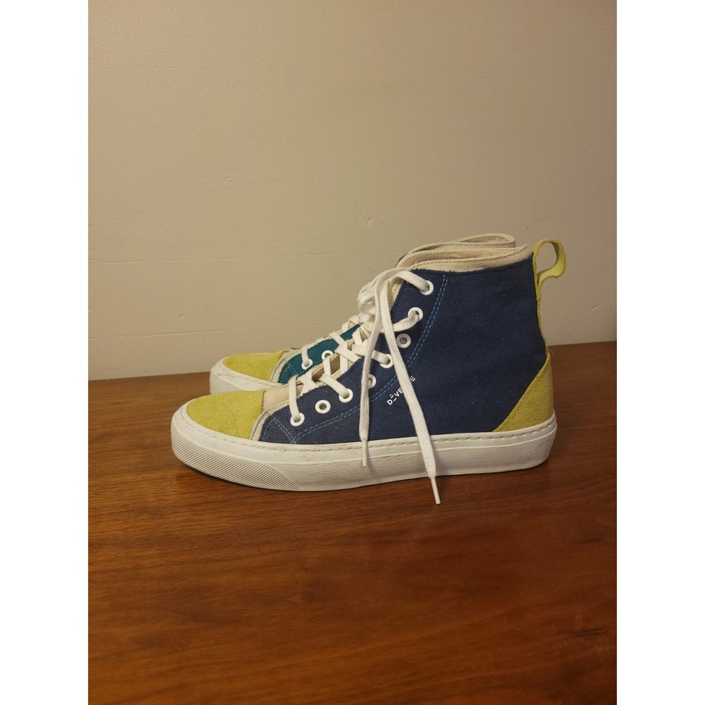 Diverge Minimal High Top Suede Sneakers Blue Green Women's 39 US 8